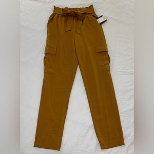 NWT HAVE Tan Cargo Jogger Pants w/ Tie Stretchy Paperbag Waist